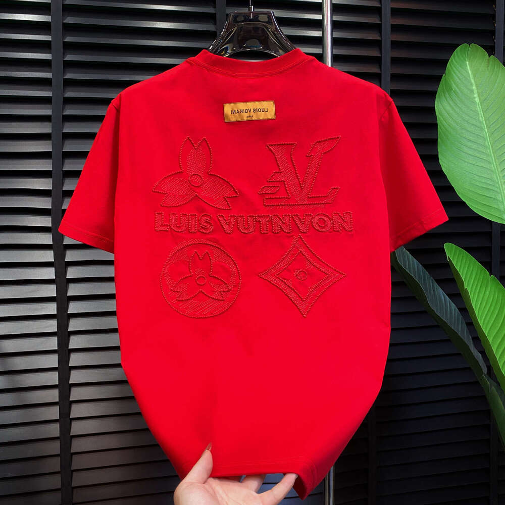 2026 Short Heavy Craft Half Sleeve Embroidered T-Shirt Men Light Luxury