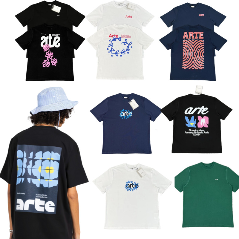 Chest Embroidery T-shirt Back Cut Flower Art Arte Label Print Short Sleeve Men Women High Quality Loose Casual Clothes 6a