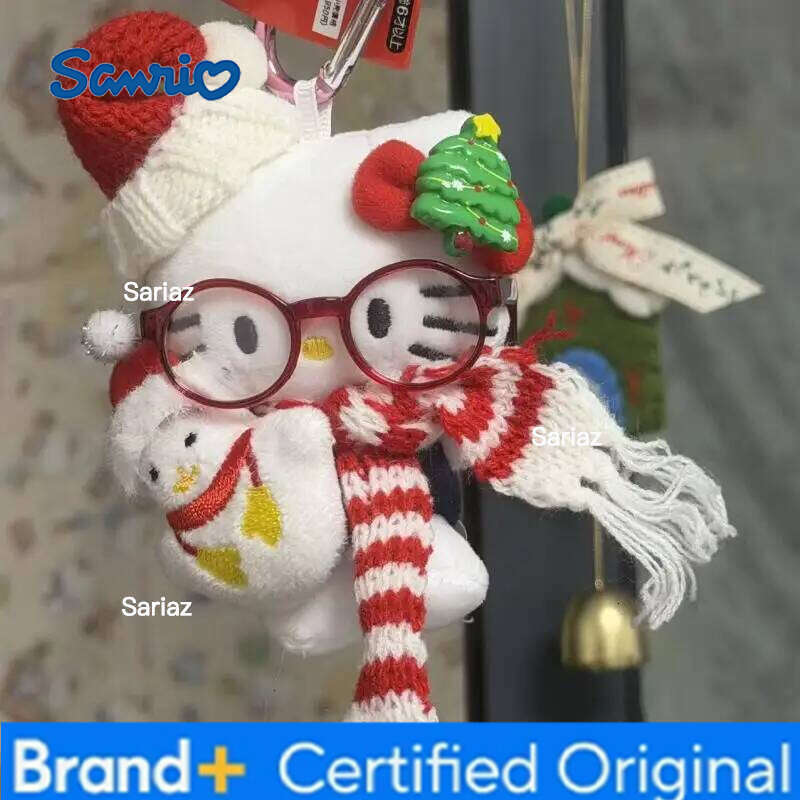 Sanrio Miniso Hello Kitty Pendant Kawaii Christmas Snowman Scarf Plush Doll Ins Korean Cartoon Anime Friends Birthday Gift H260121