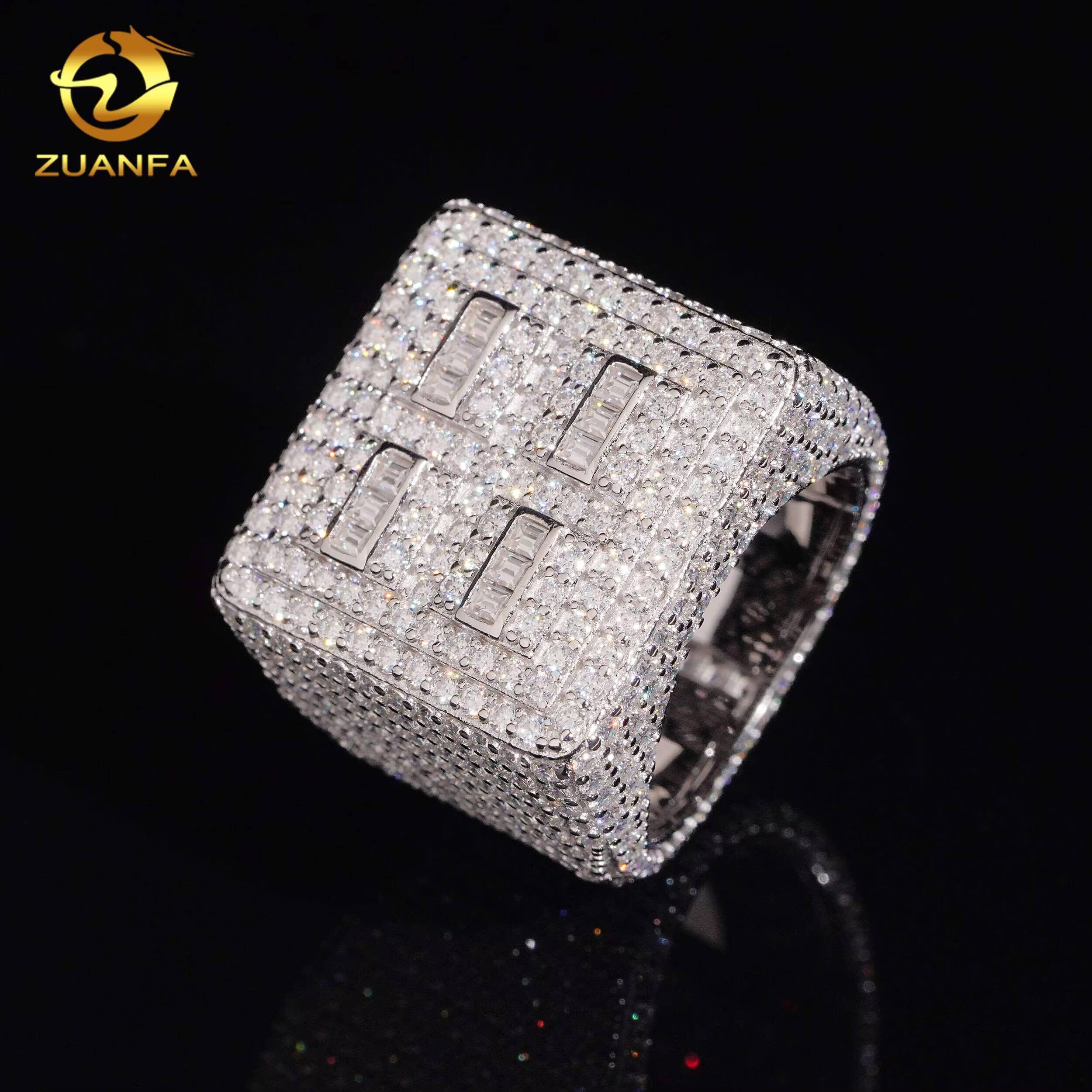 New Design High Quality Square Full Iced Out Championship Ring 925 Moissanite Ring Iced Out Ring Men Diamond Ring Circle Ring