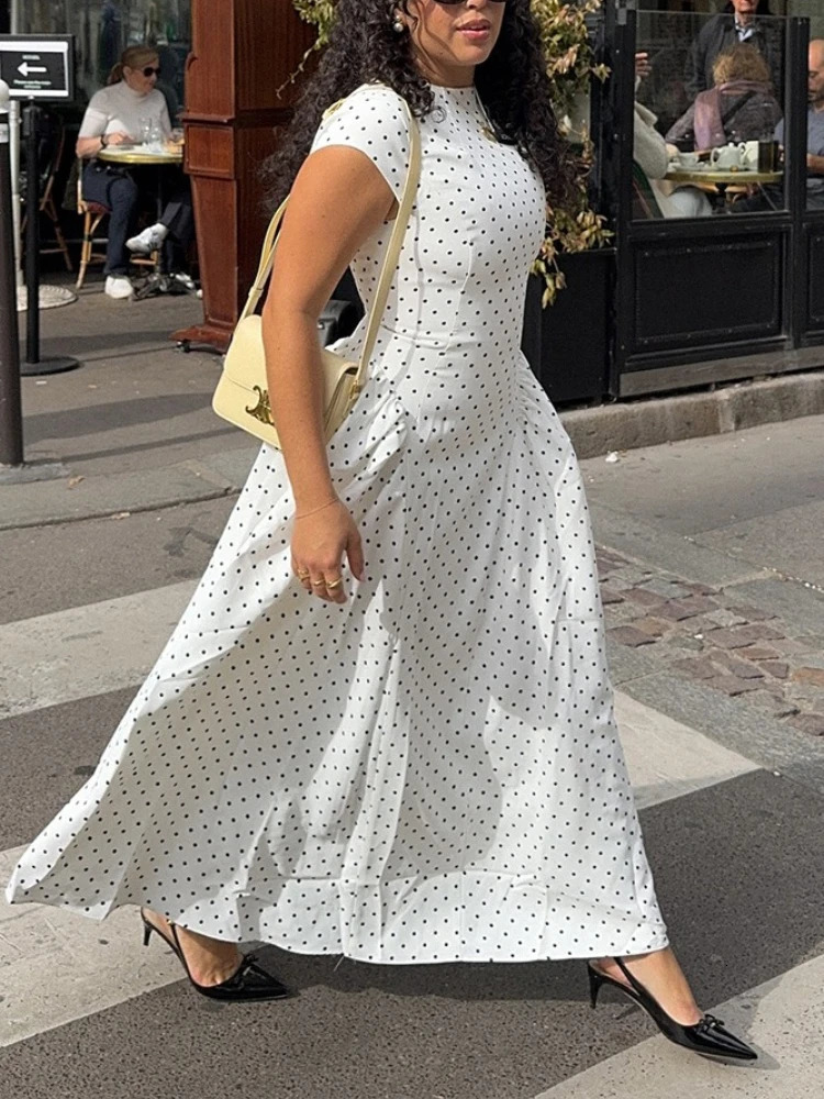 Tossy Fashion Printing Polka Dot Long Dress Women Sleeveless High-Waist Patchwork Slim Party Dress Female Spring Maxi Dress 2026 260120