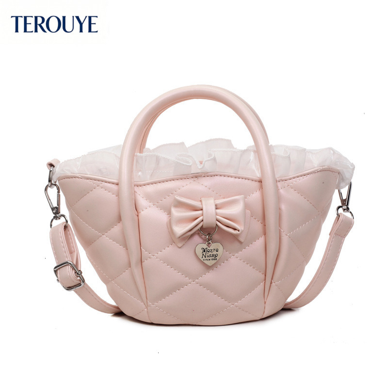 TEROUYE Korean style niche quilted design women s handbag autumn and winter new cute and sweet Y K style shoulder bag bow style Luxury bag