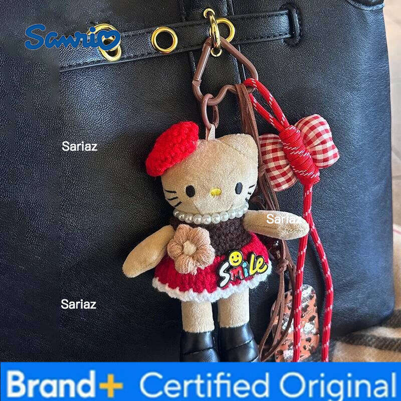 Sanrio Anime Hello Kitty DIY hand-woven rope cartoon plush keychain PP cotton stuffed doll kawaii decoration holiday gift H260121