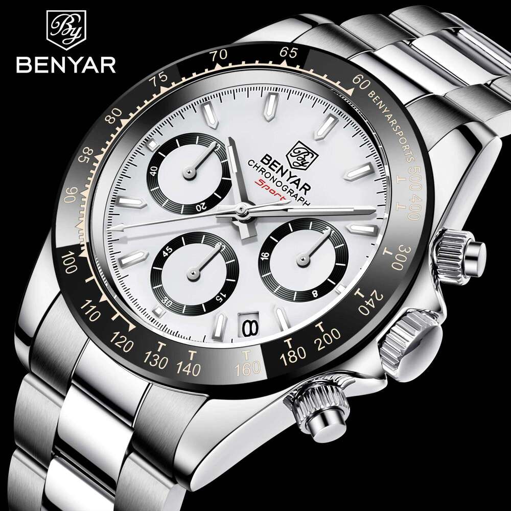 Relojes Hombre 2024 BENYAR New Men Luxury Brand Chronograph Male Sport Watches Waterproof Stainless Steel Quartz Watch 26W01121