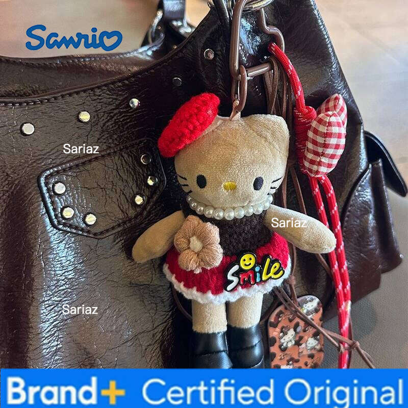 Sanrio Anime Hello Kitty DIY hand-woven rope cartoon plush keychain PP cotton stuffed doll kawaii decoration holiday gift H260121
