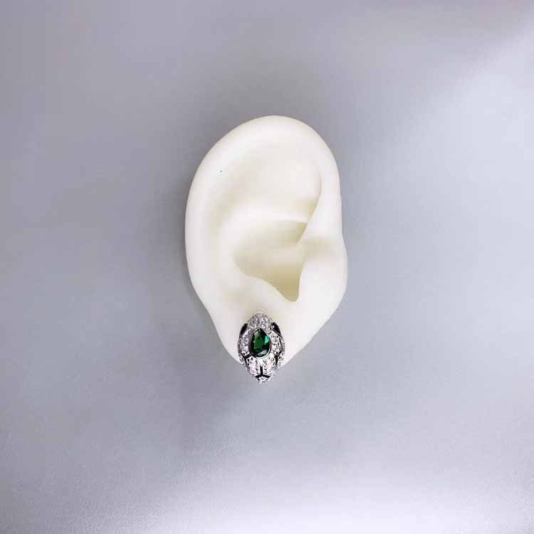 Luxury Brand Designer Jewelry Blue Green Snake Full Diamond Texture Elegant Versatile Earrings For Women Niche High-End Simple Petite Charming Attract