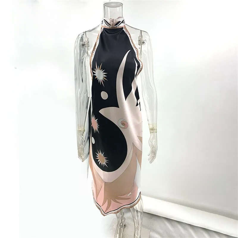 Designer's luxurious color blocked camisole dress, sexy backless vest dress, summer beach resort birthday evening gown