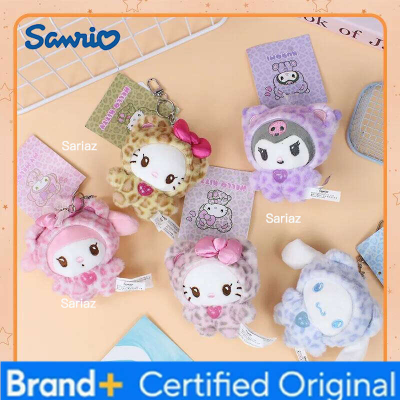 Sanrio Leopard Print Bear Series Hello Pendant,Cartoon Kitty Cat Plush Doll Pendant Keychain Bag Decoration gift H2601211