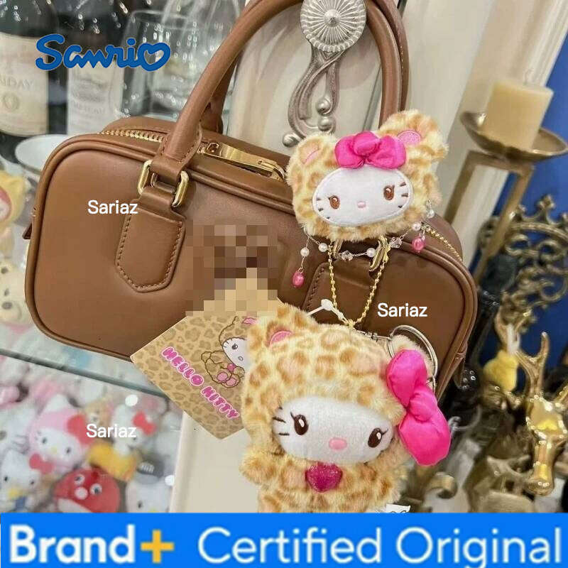Sanrio Leopard Print Plush Hairpin Hello Kitty Clip Lady Bangs Side Barrette latte KT cat Girls Headwear Hair Accessories H260121