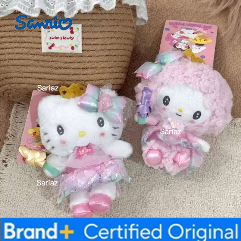 Sanrio Hello Kitty Plush Toys Kawaii Keychain Creative Cartoon My Piano Fairy Stick Cute Sweet Backpack Pendant Girl Gift H260121