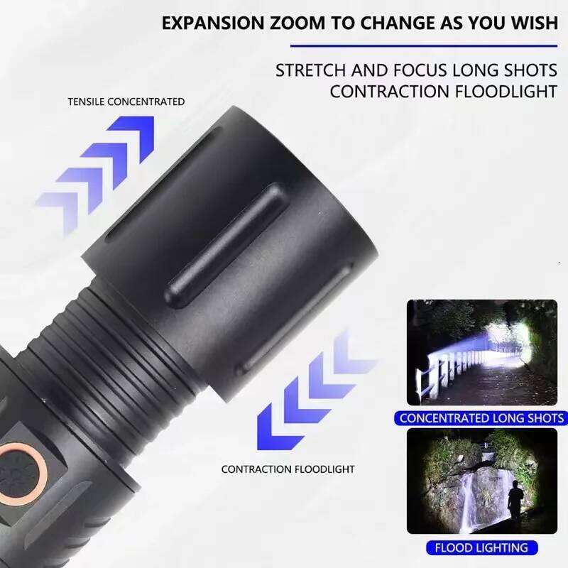 Strong Light Lamp T40 LED Flashlight USB Rechargeable Ultra-Bright Torch High Power Lantern Built-in 3*18650 Lithium Batteries Z260121