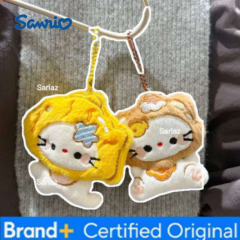 Sanrio Cute Cartoon Toys Cat Dolls Plush Creative Kitten Girls Backpacks Keychains Decorative Pendants Adorable Gifts H260121