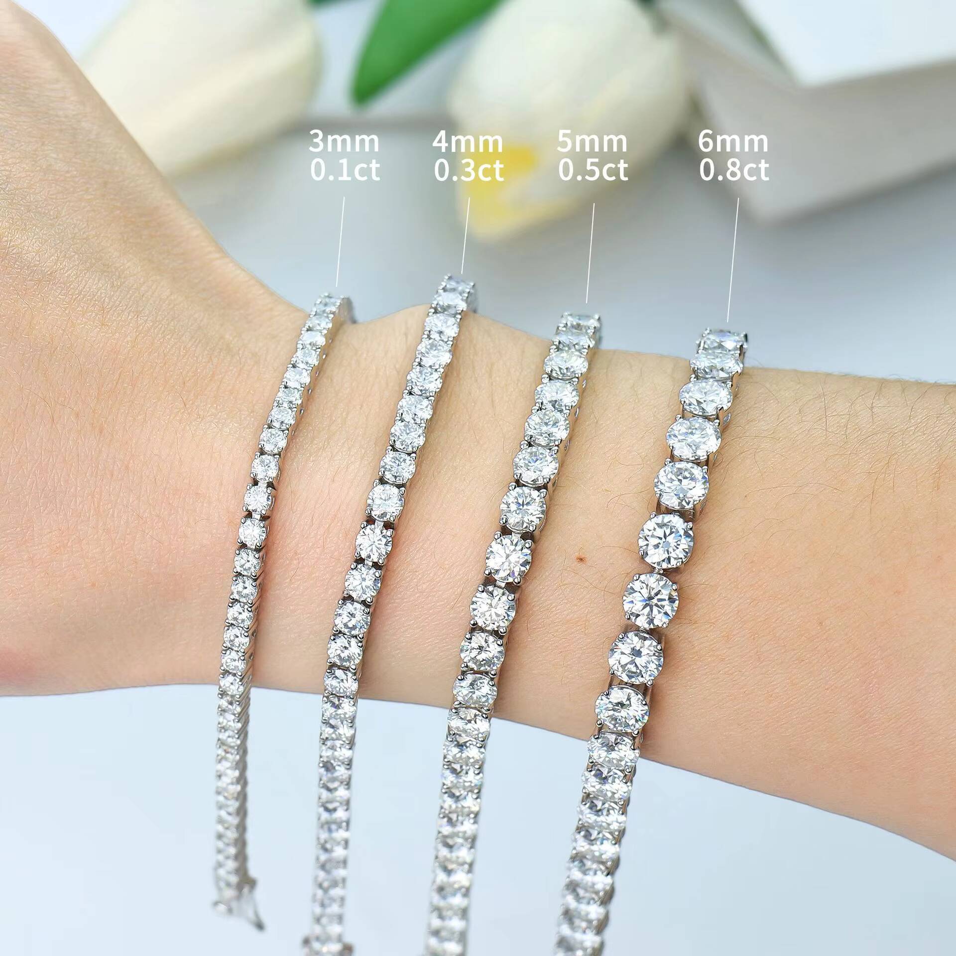 RongZhen Diamond Bracelet 14k Solid Gold 2ct 3ct 5ct 7ct 11ct HPHT CVD Lab Grown Diamond Tennis Bracelet in Stock for Sale