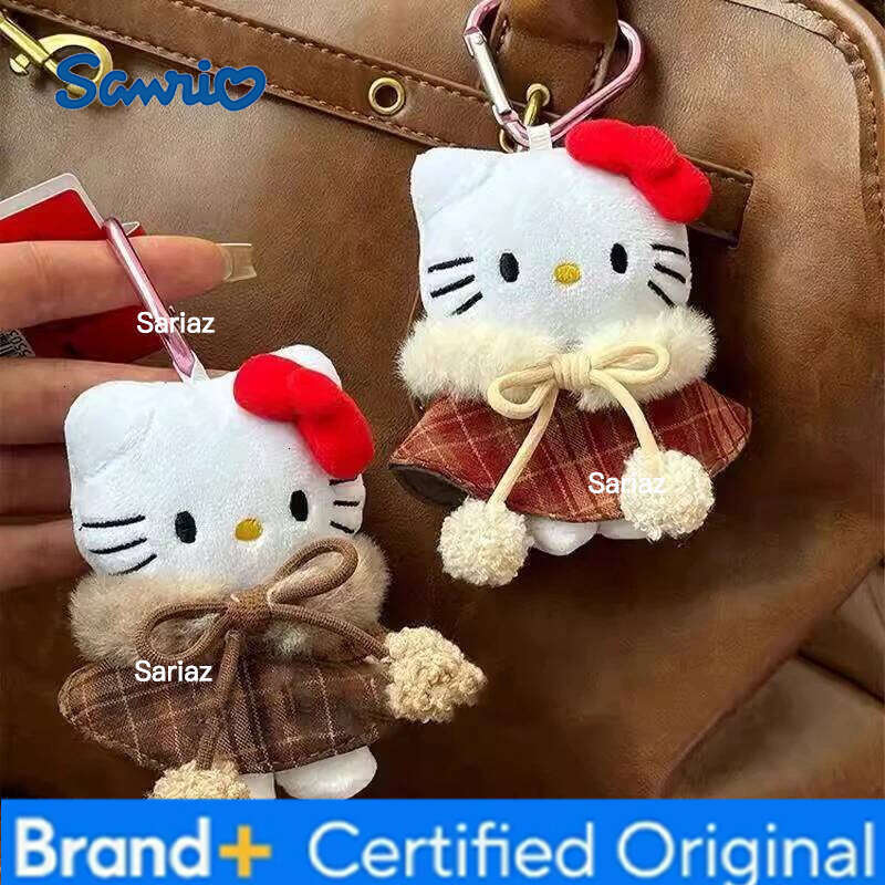 Sanrio Hello Kitty Keychain Cute Cartoon Bag Pendant Plush Doll Charms Car Key Ring Backpack Accessories Women Girl Gifts H260121