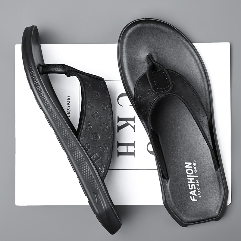 2026 Summer New Embossed Design Casual Trend Anti Slip Men Flip Flops High Quality Beach Versatile Slippers Size 38-44 Free Shipping Black Brown