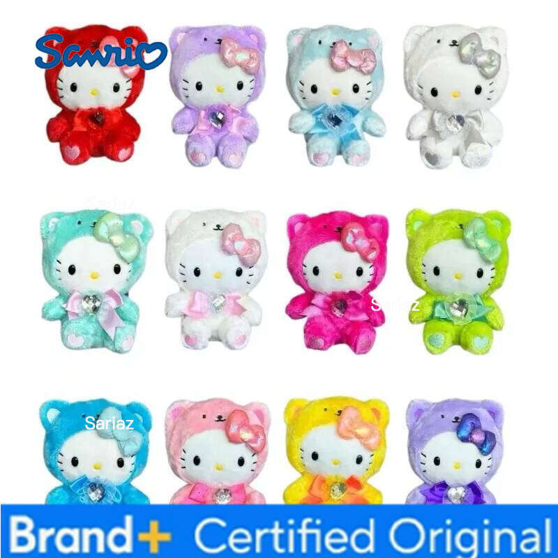 Sanrio rainbow Birthday Series colorful Hello Plushies Stuffed Pendant Gem Bow Kitty Plush Keychains kid birthday gift H260121