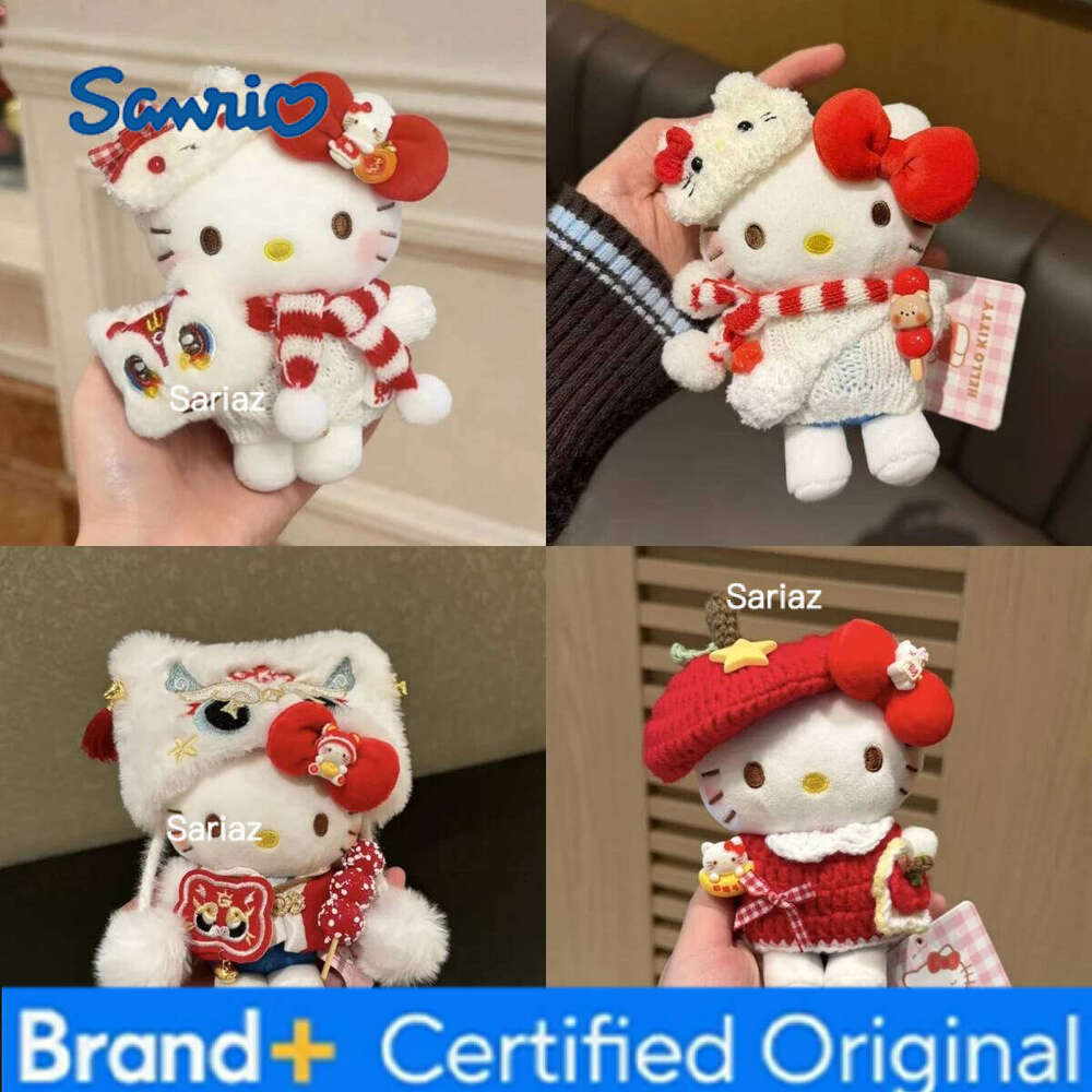 Sanrio 12cm Hello Kitty Plush Doll Pendant Cartoon Kitten Stuffed Keychain Cosplay Dress-Up Kawaii Holiday Birthday Gift H260121
