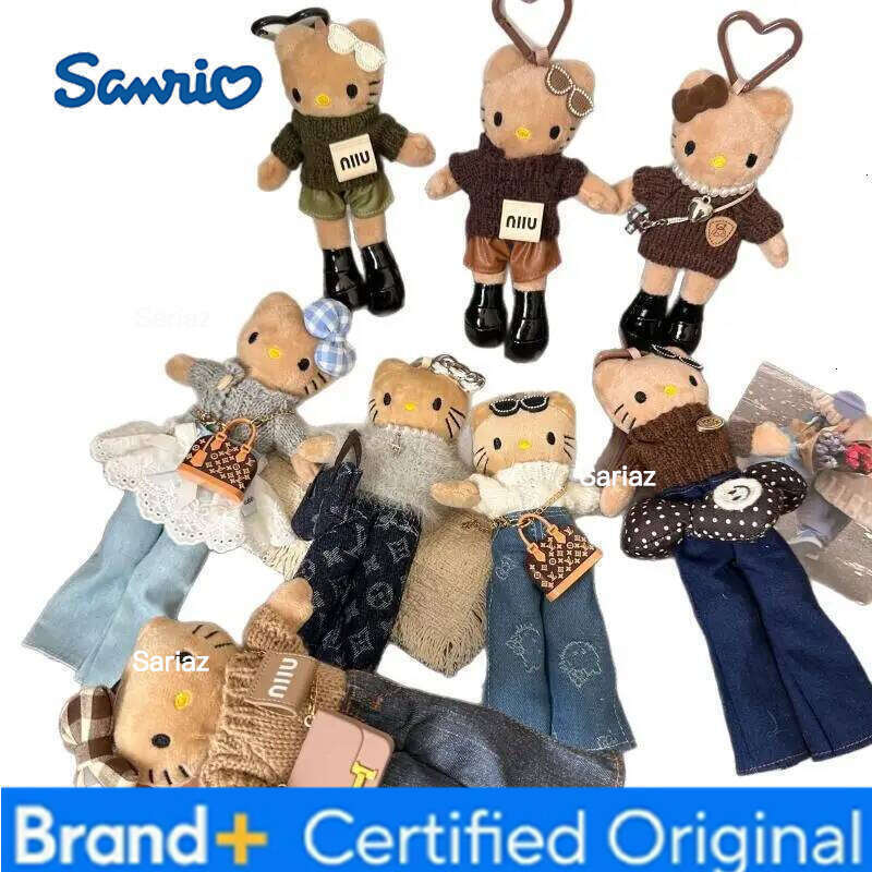 Sanrio Miniso Black Skin Long Legs Hello Kitty Kawaii Plush Doll Ins Korean Backpack Pendant Cartoon Anime Gift H260121