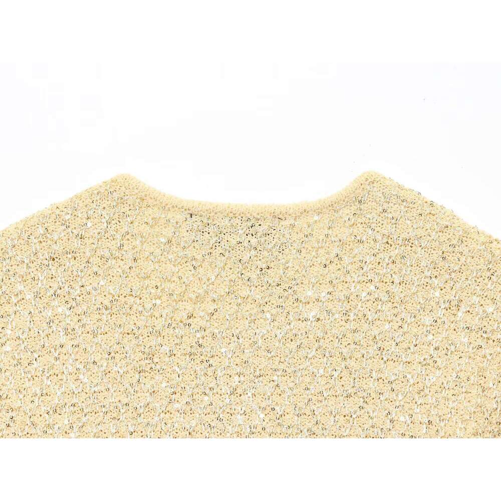 MYST&ZA2025 Summer New Product Temperament Elegant Jacket + Sequin Knitted Suspender Top Set