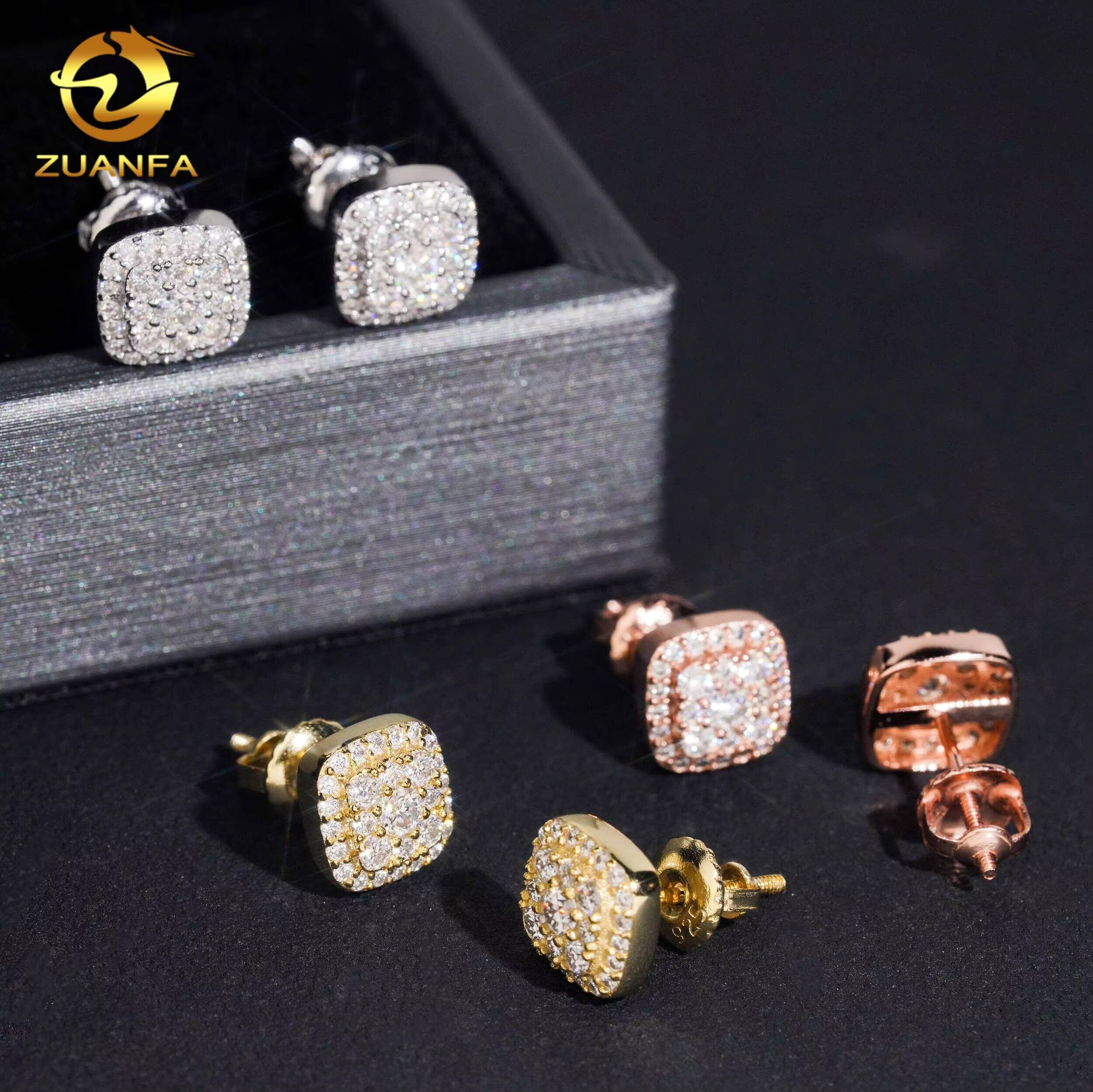 Wholesale Price 8mm Screw Back Ear Studs Hip Hop Jewelry VVS Moissanite 925 Silver Iced Out Classic Stud Earrings Pass Tester