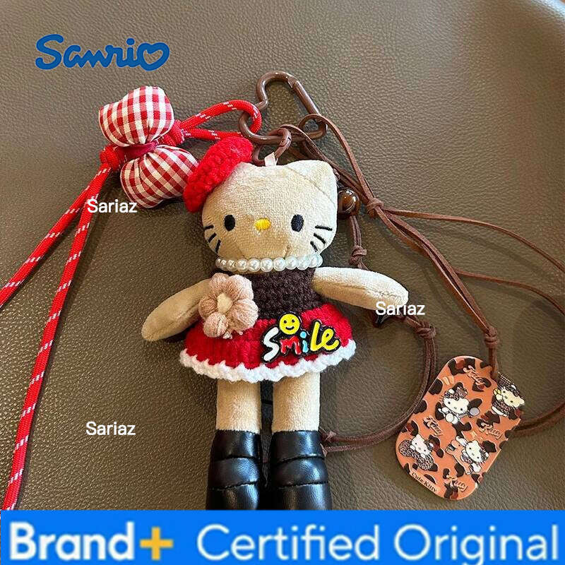 Sanrio Anime Hello Kitty DIY hand-woven rope cartoon plush keychain PP cotton stuffed doll kawaii decoration holiday gift H260121