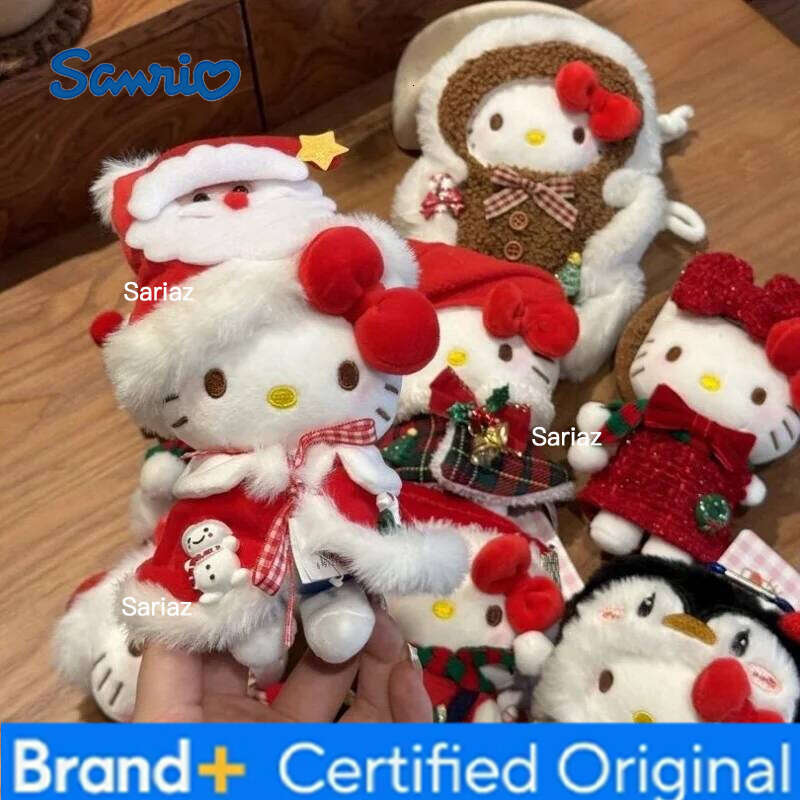 Sanrio Cute Christmas New Year Hellokitty Keychain Dolls Kitty Charms Gift For Women Furry Cat Pendant Collectible Toys H260121