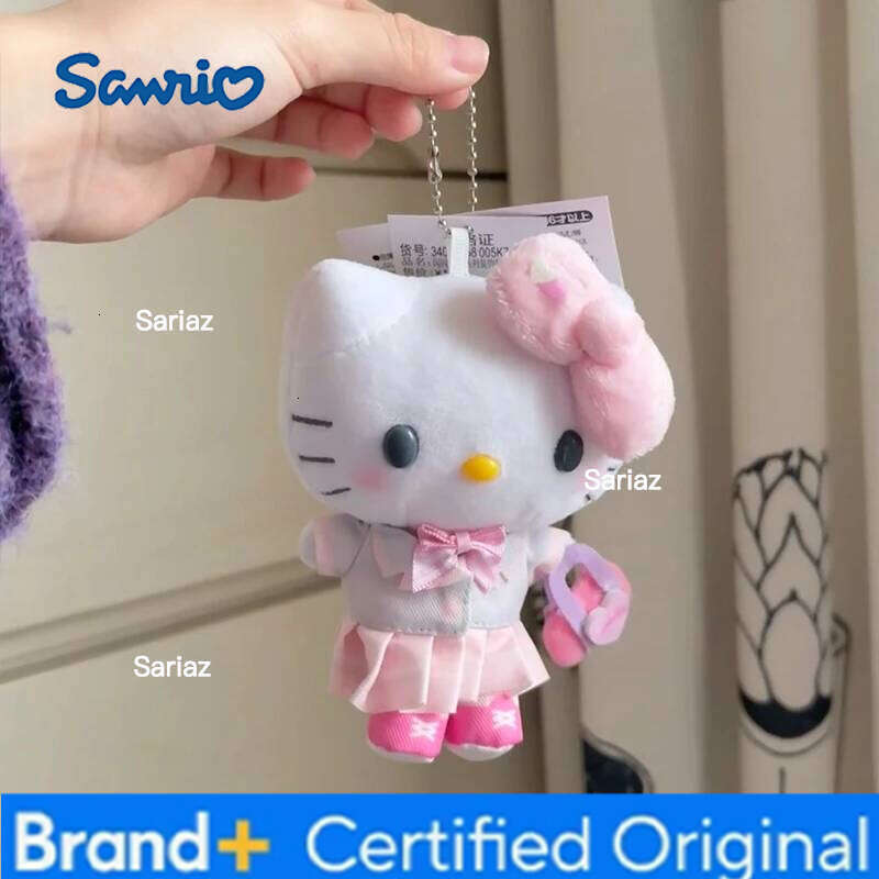 Sanrio Kawaii Hello Kitty Heisei College Key Chain Anime Plush Doll Bag Accessory School Attire Cute Jk Girl Dolls Toys Gifts H2601211