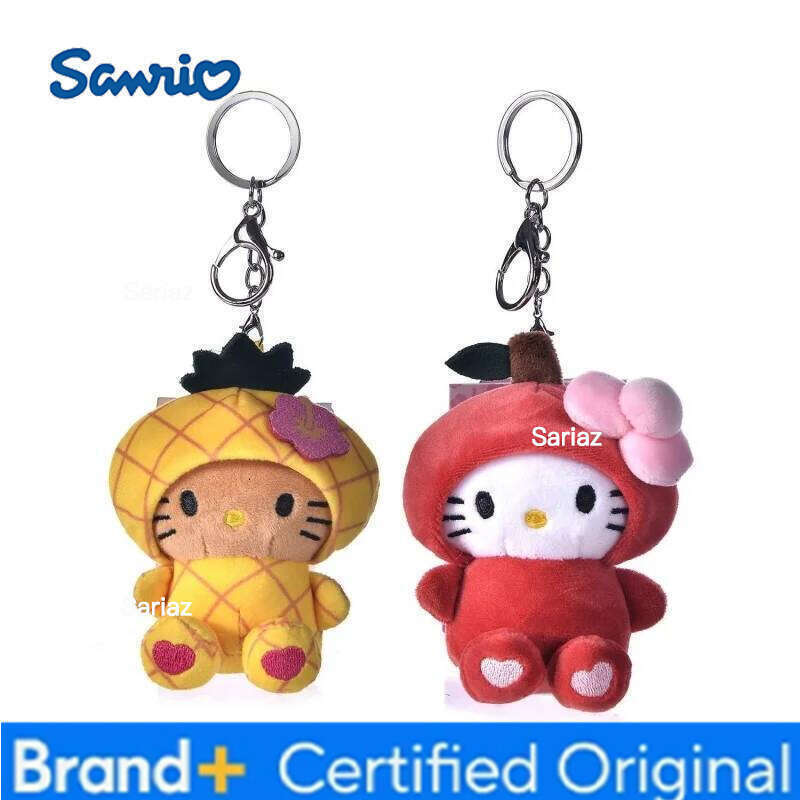 Sanrio NEW Fruit Headgear Hello pineapple dark skin Sunny Plush toys Keychains Cotton Kitty cat Bag Pendant Stuffed Accessories H26012111