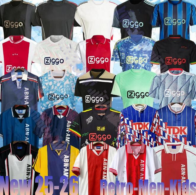 16 17 18 19 20 21 22 23 24 25 26 LITMANEN KLUIVERT IBRANIMOVIC Retro Ajaxx Soccer Jerseys 89 90 94 95 96 98 00 01 VAN DER VAART SEEDORF BERGKAMP RIJKAARD DAVIDS BLIND kids kit