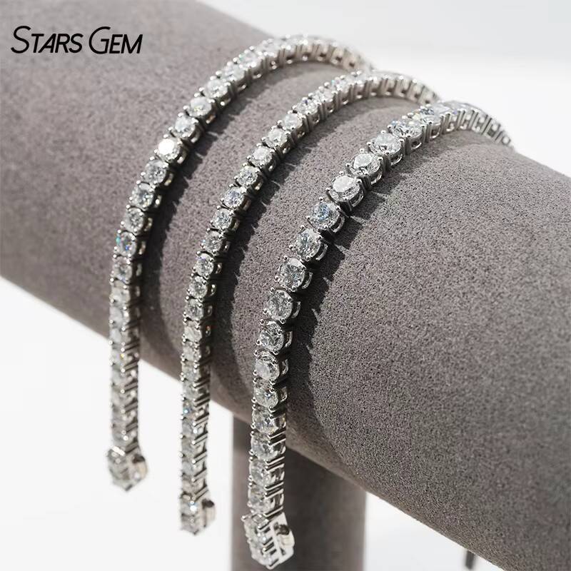 18K Lab Grown White Gold Tennis Bracelet 32-124ct Round Brilliant Cut Classic Unisex Diamond E Color