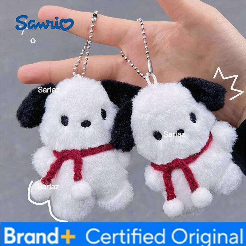Sanrio Cartoon Plush Keychain Kawaii Pochacco Anime Pendant Key Ring Cute Children Girls Jewelry Birthday Christmas Gifts H260121