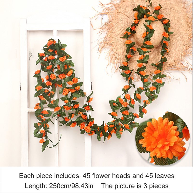 Artificial Hanging Chrysanthemum Vines for Room Decor Wholesale Fake Carnation Vines for Home Living Room Office Wall Bookshelf Indoor Farmhouse Decorations