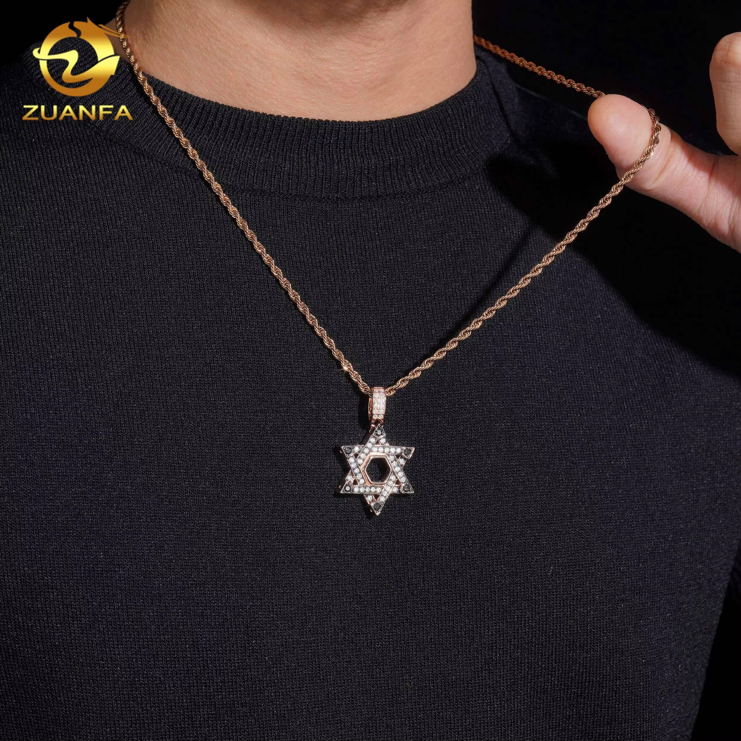 GRA Certificate Pentagram Pendant Custom Iced Out Hip Hop Moissanite Jewelry 925 Silver VVS Moissanite Diamond Charm Pendant