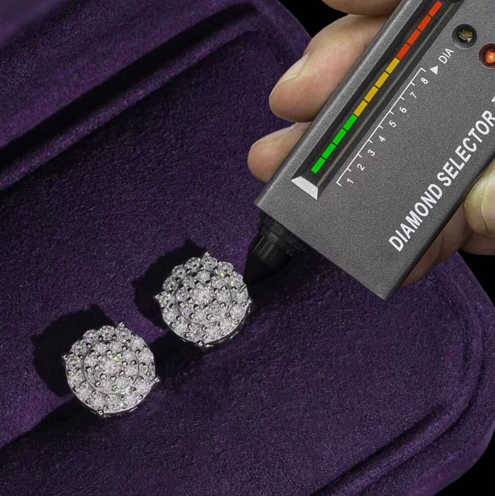 Fine Jewelry 10mm Moissanite Earring Rapper VVS Moissanite Iced Out Diamond Solid 925 Silver Stud Earrings for Women Men Party