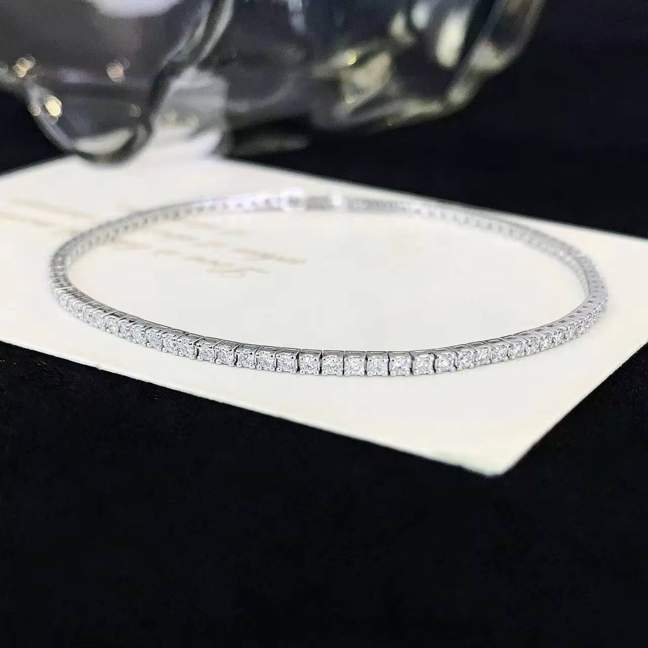 Custom HPHT Lab-Grown Round Brilliant Cut Color D Tennis Bracelet 925 Sterling Silver 2mm 3mm 4mm 5mm IGI Womens Diamond