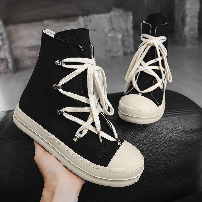 2025 New Men's Thick-Soled Height-Increasing Casual Trendy High-Top Canvas Shoes Niche High Street Sneakers Men X521