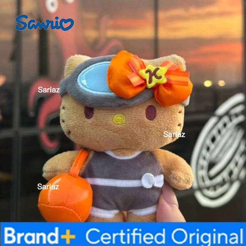 Sanrio New Plush Keychain Hello Black Skin Bag Charm Jeju Limited Haenyeo Kitty Kawaii Backpack Pendant Orange Bow Gifts H260121