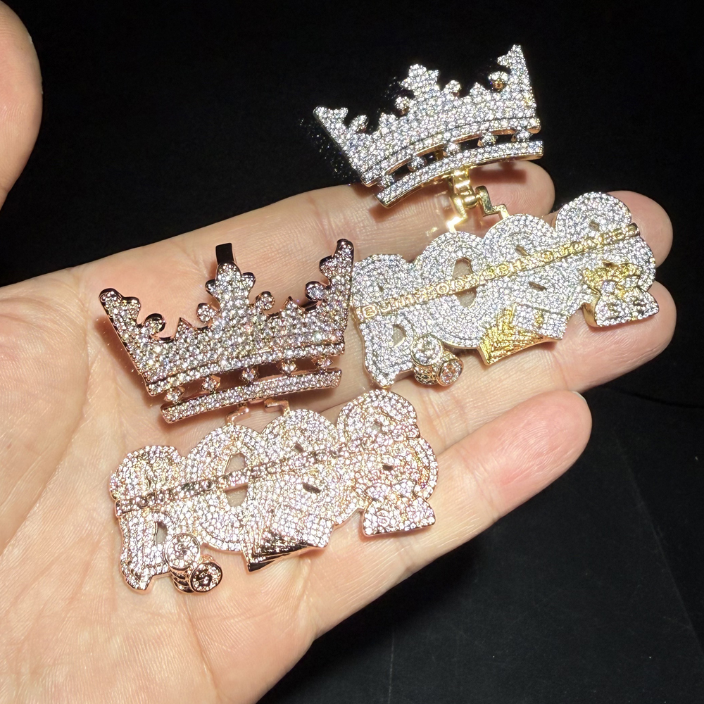 NEW Men Hip Hop Crown Pendant Necklace with Rope Chain Iced Out Bling Necklaces Fashion Charm Jewelry