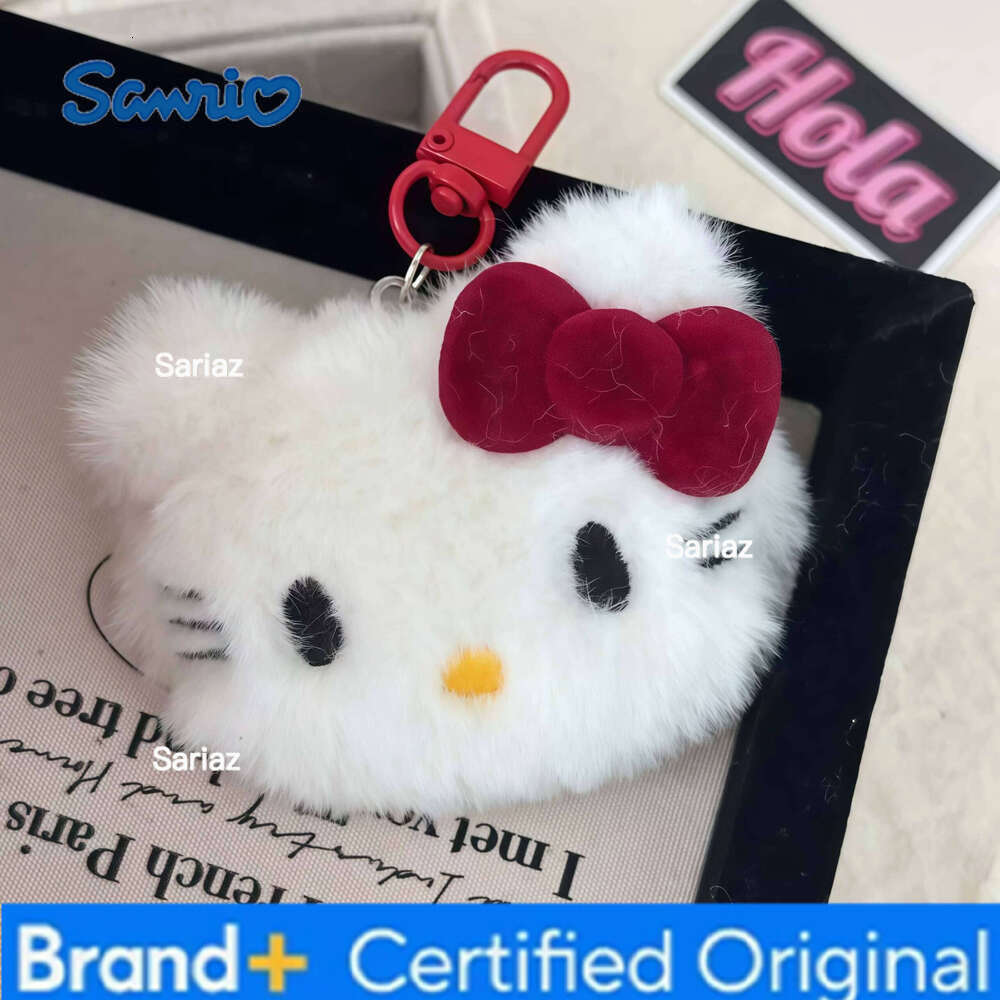 Sanrio Kawaii Hello Kitty Plush Keychain, Cute Fluffy Bag Charm Pendant for Women, Cartoon Accessory | H260121