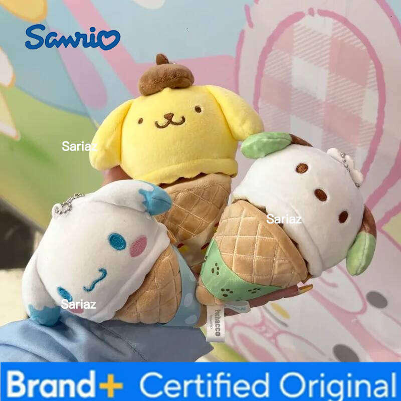 Sanrio Genuine Characters Ice Cream Series Blind Box Anime Plush Keychain Stress Relief Toy Kawaii Topdesk Decor Girl Gift H260121