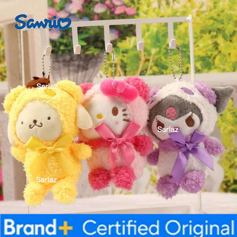 Sanrio Kawaii Doll Kuromi Hello Kitty Cinnamoroll Cartoon Stuffed Toys Hanging Keychain Bag Accessories H260121