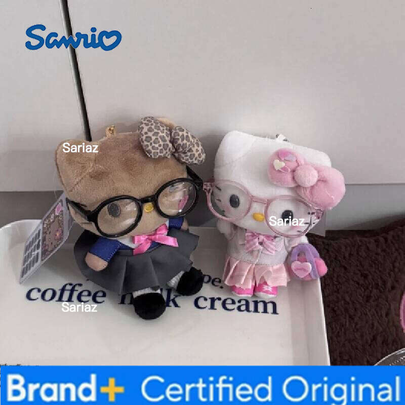 Sanrio Anime Jk Uniforms Cute Girl Glasses Dolls Keychains Cartoon Kt Cats Plush Doll Accessories Girls' Festival Gifts H260121