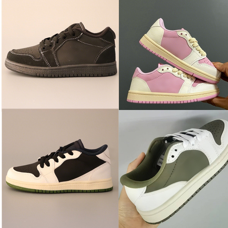 Shy Pink Toddler Kids Basketball Shoes Fragment Design Medium Olive Black Phantom Canary Reverse Mocha big boys girls Sneaker Infant Trainers