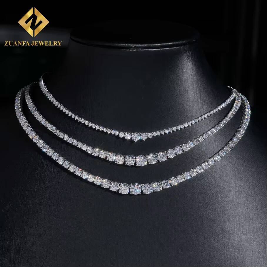 Fine Jewelry Popular Moissanite Tennis Chain Fashion Sterling Silver 2MM 3MM 4MM VVS Moissanite Tennis Necklace Hip Hop Jewelry