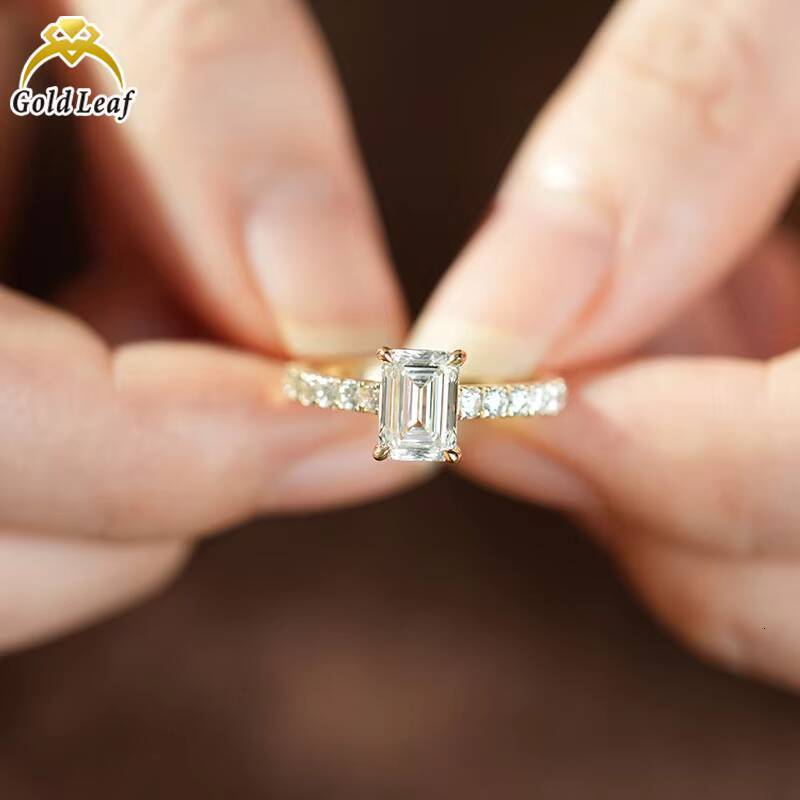 Goldleaf Jewelry 4 Ct Lab Grown Emerald Cut Engagement Ring Custom 10k 14K 18K Gold IGI Report VVS/DEF/CVD Grown Diamond Ring