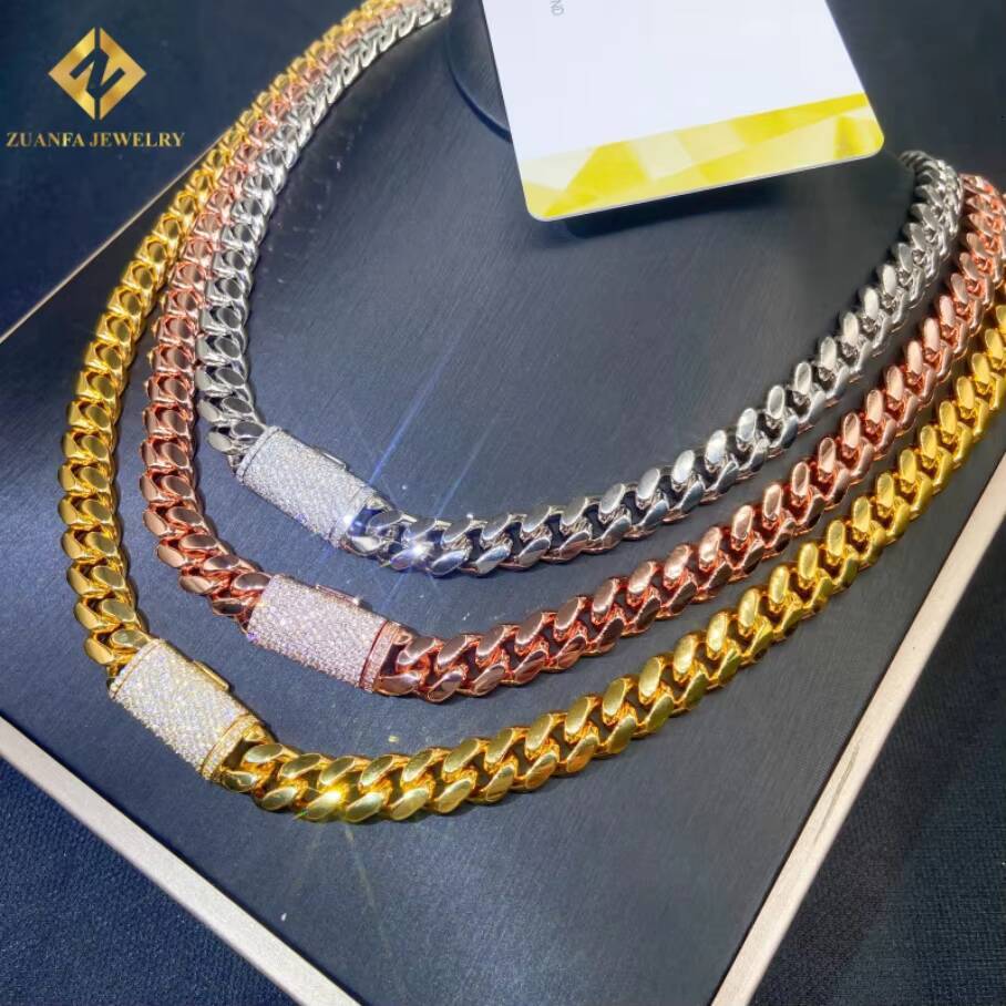 Hot Sale 10mm 925 Sterling Silver Cuban Link Chain for Men with IGI Lab-Grown Diamond Cuban Link Chain HipHop Iced Out Jewelry