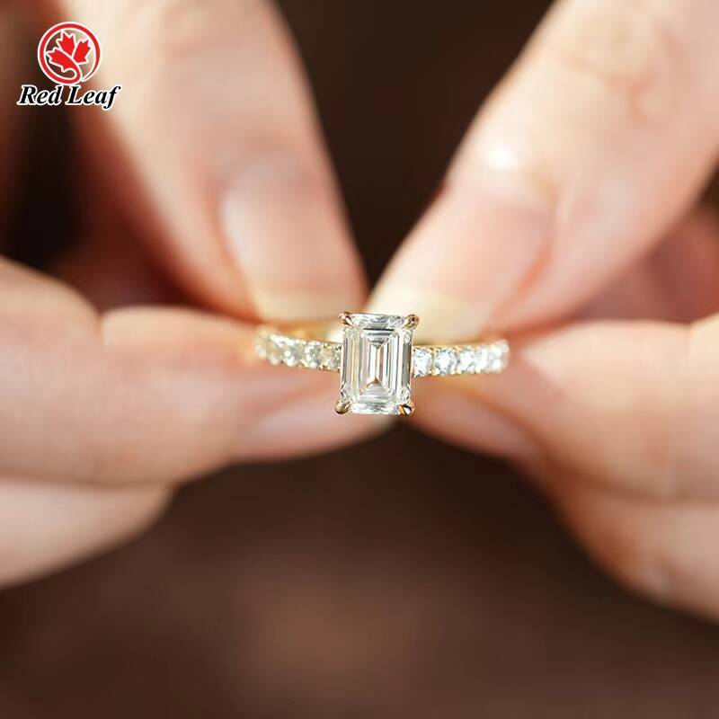 Custom 10K 14K 18K White Gold IGI Certified Lab Diamond Engagement Ring 1CT 2CT 3CT 4CT CVD HPHT Emerald Lab Grown Diamond Ring