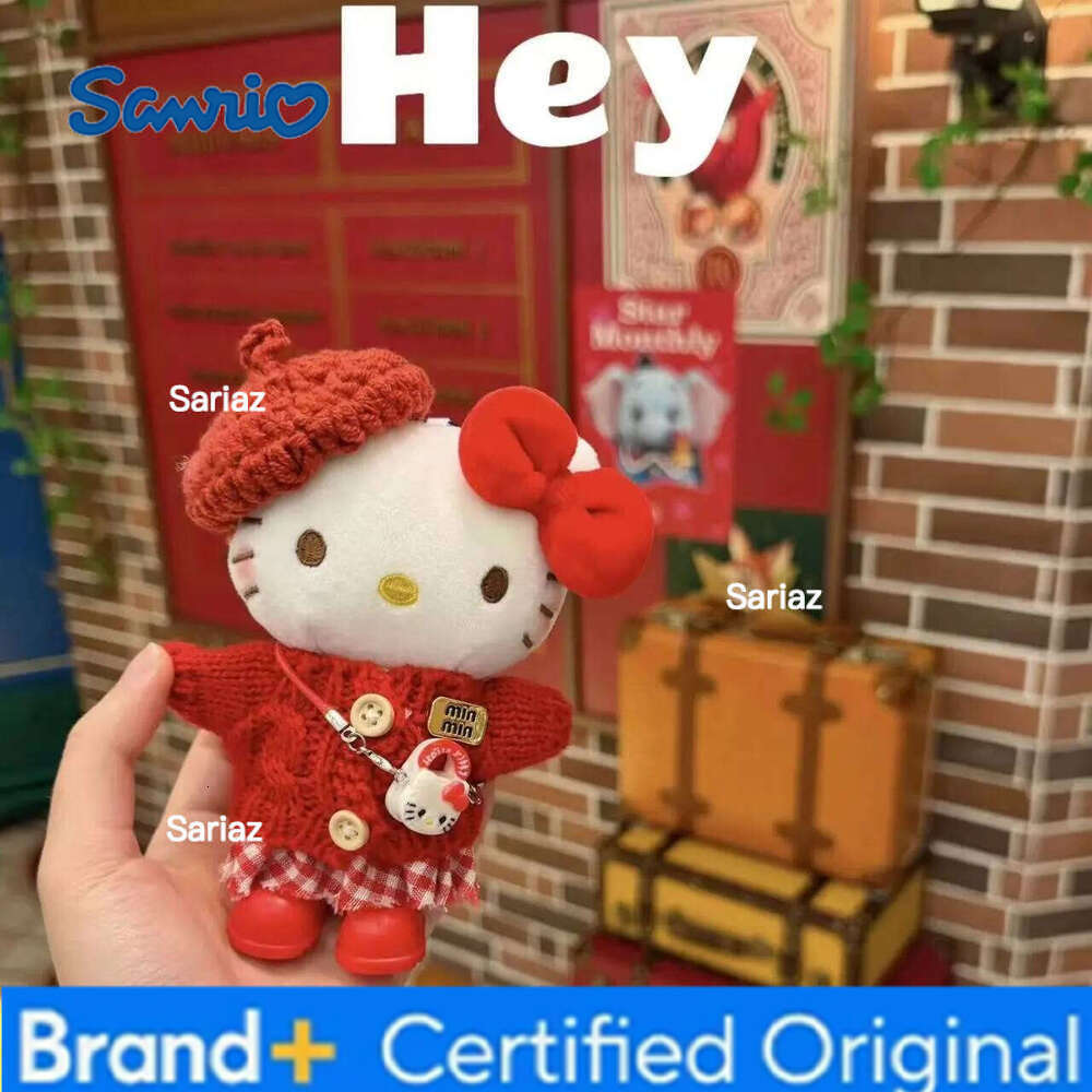 Sanrio Cartoon Kawaii New Cute Sweater Plaid Skirt Hello Kitty Plush Keychain Backpack Ornament Best Friend Girl Birthday Gifts H260121