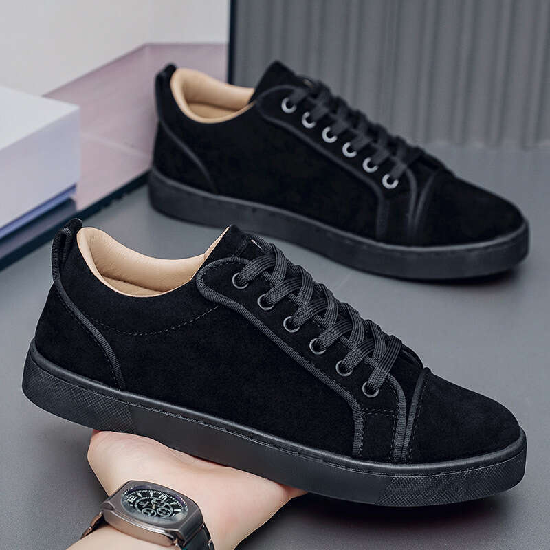 Red Sole Sneakers Versatile Suede Leather Brand European Version Flat Leisure Non-Slip Sports Men's Trendy Shoes CL129