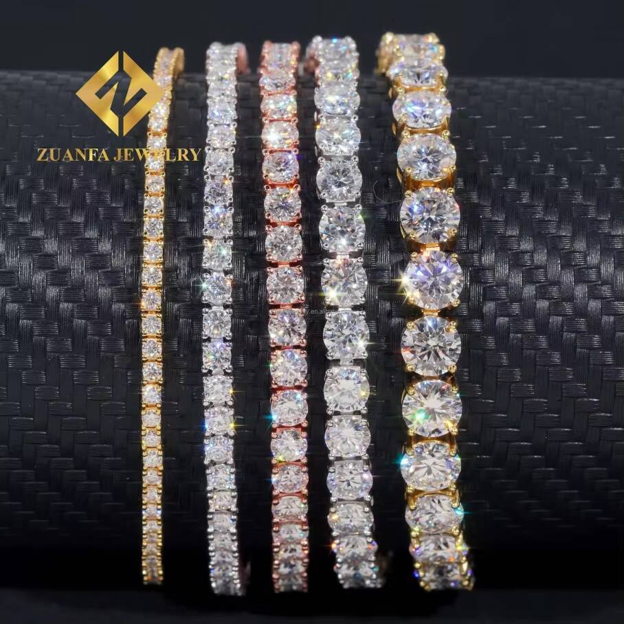 Wholesale Price 20mm-65mm Stock 925 Sterling Silver Necklace VVS Moissanite Hip Hop Jewelry Iced Out Diamond Tennis Chain